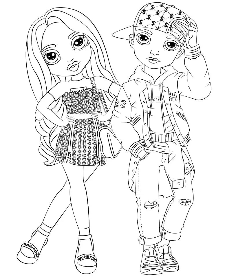Coloriage Dessin Des Personnages Rainbow High En Style Urbain - Rainbow high à imprimer
