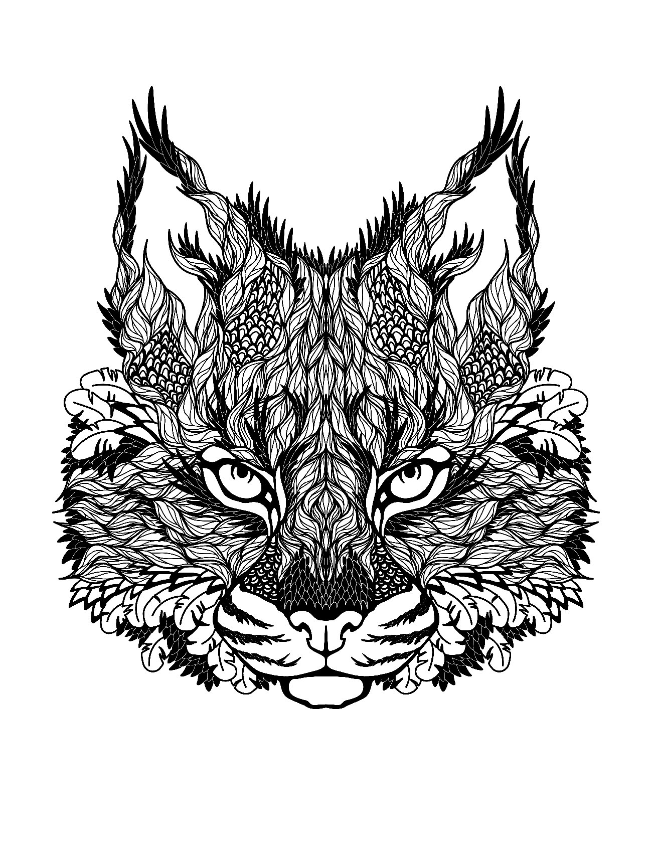 Coloriage Dessin Difficile Adulte Loup Zen - Adulte à imprimer