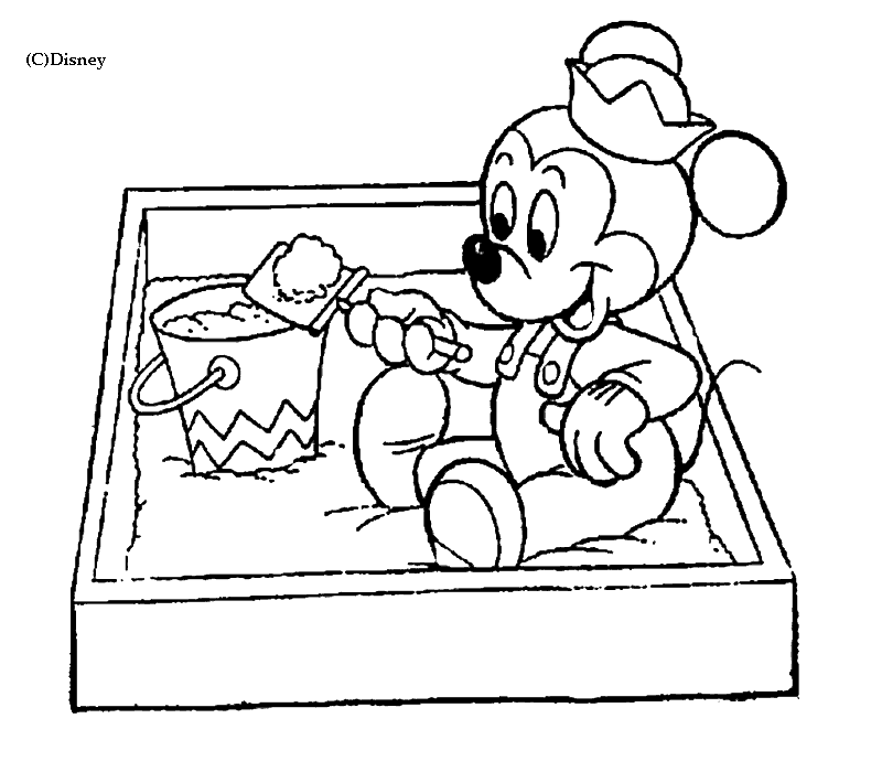 Coloriage Dessin Disney Bébé Mickey Bac A Sable - Alphabet disney à imprimer