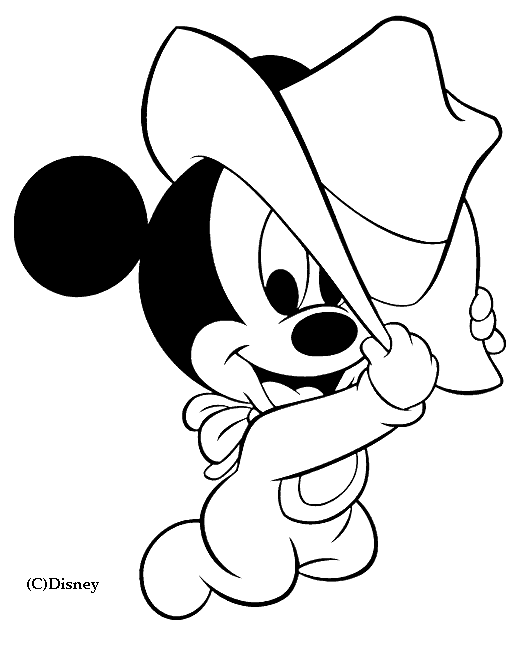 Coloriage Dessin Disney Bébé Mickey Chapeau - Alphabet disney à imprimer