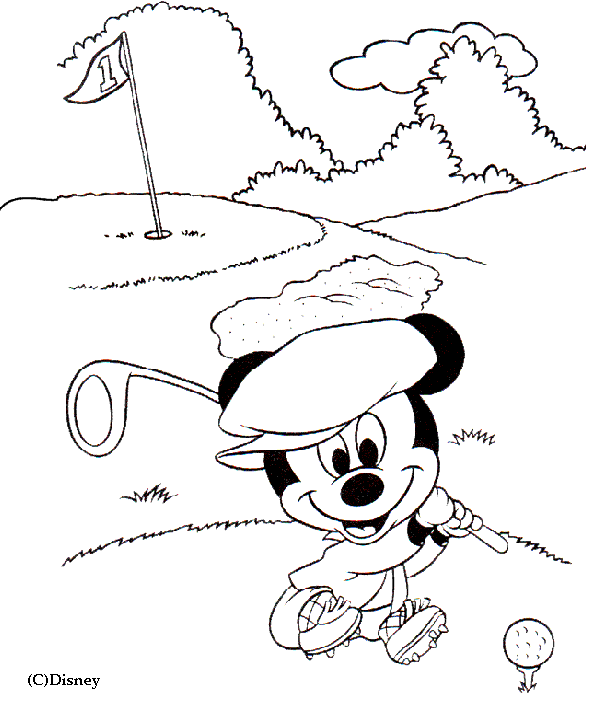 Coloriage Dessin Disney Bébé Mickey Golf - Alphabet disney à imprimer