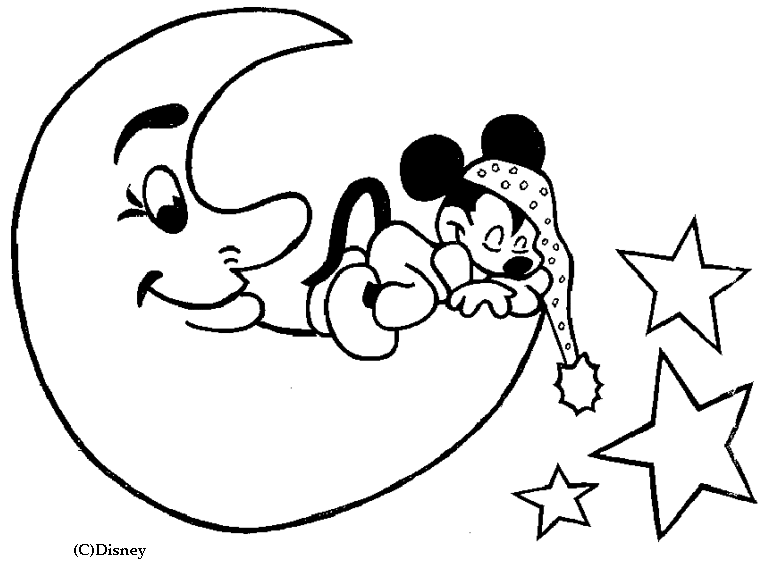 Coloriage Dessin Disney Bébé Mickey Lune - Alphabet disney à imprimer