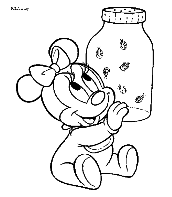 Coloriage Dessin Disney Bébé Minie Coccinelles - Alphabet disney à imprimer