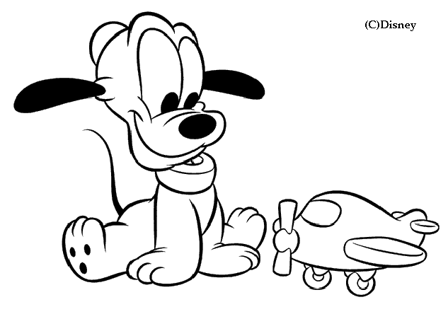 Coloriage Dessin Disney Bébé Pluto Et Avion - Alphabet disney à imprimer