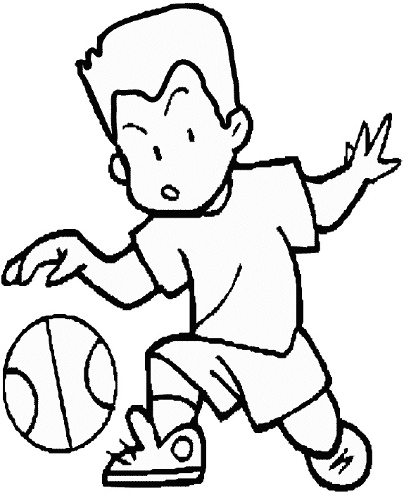 Coloriage Dessin Enfant Avec Un Ballon De Basket - Basketball à imprimer
