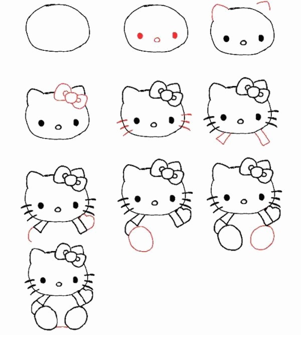 Coloriage Dessin Facile A Faire Hello Kitty - Dessin facile à imprimer