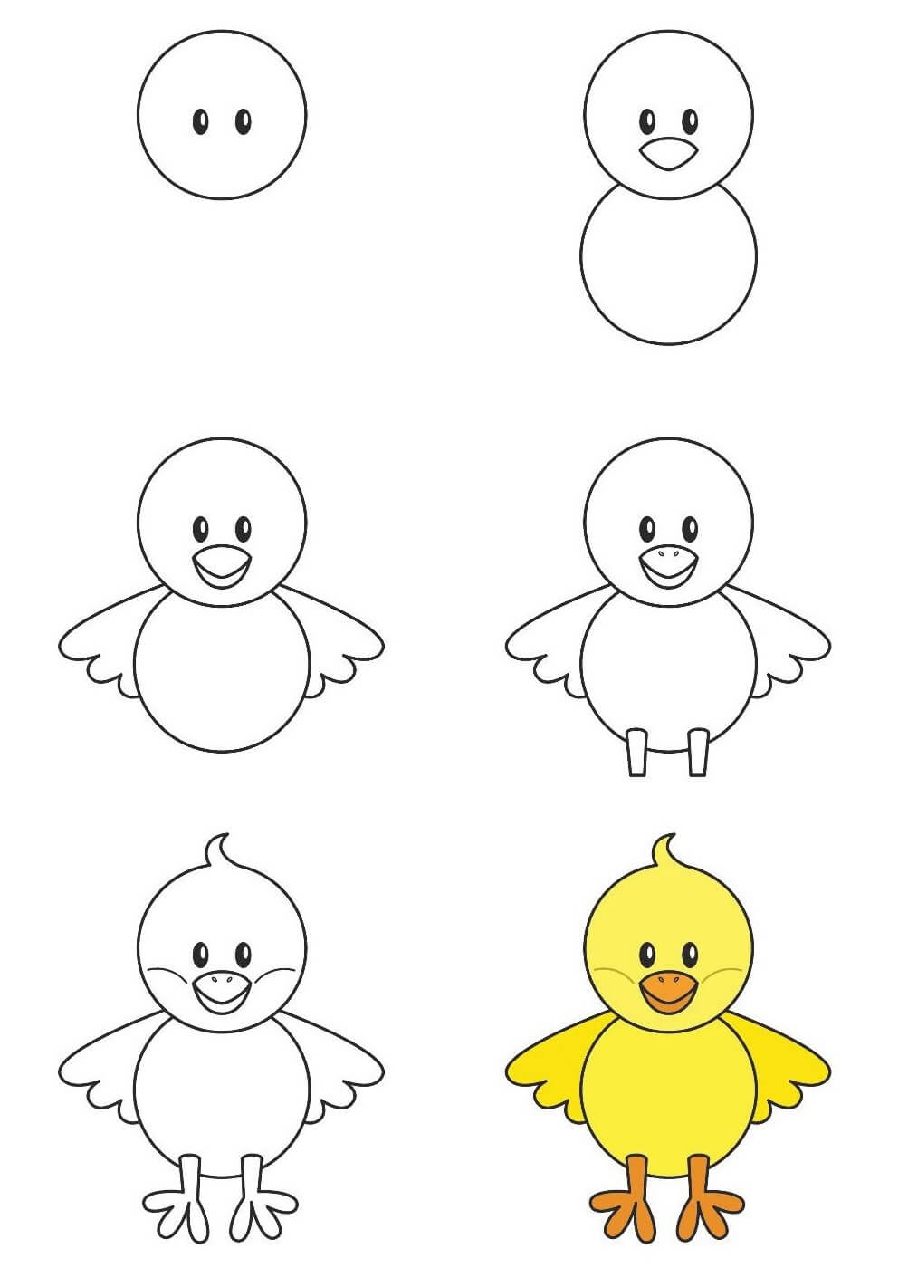 Coloriage Dessin Facile Poussin Bébé Poule - Poule à imprimer