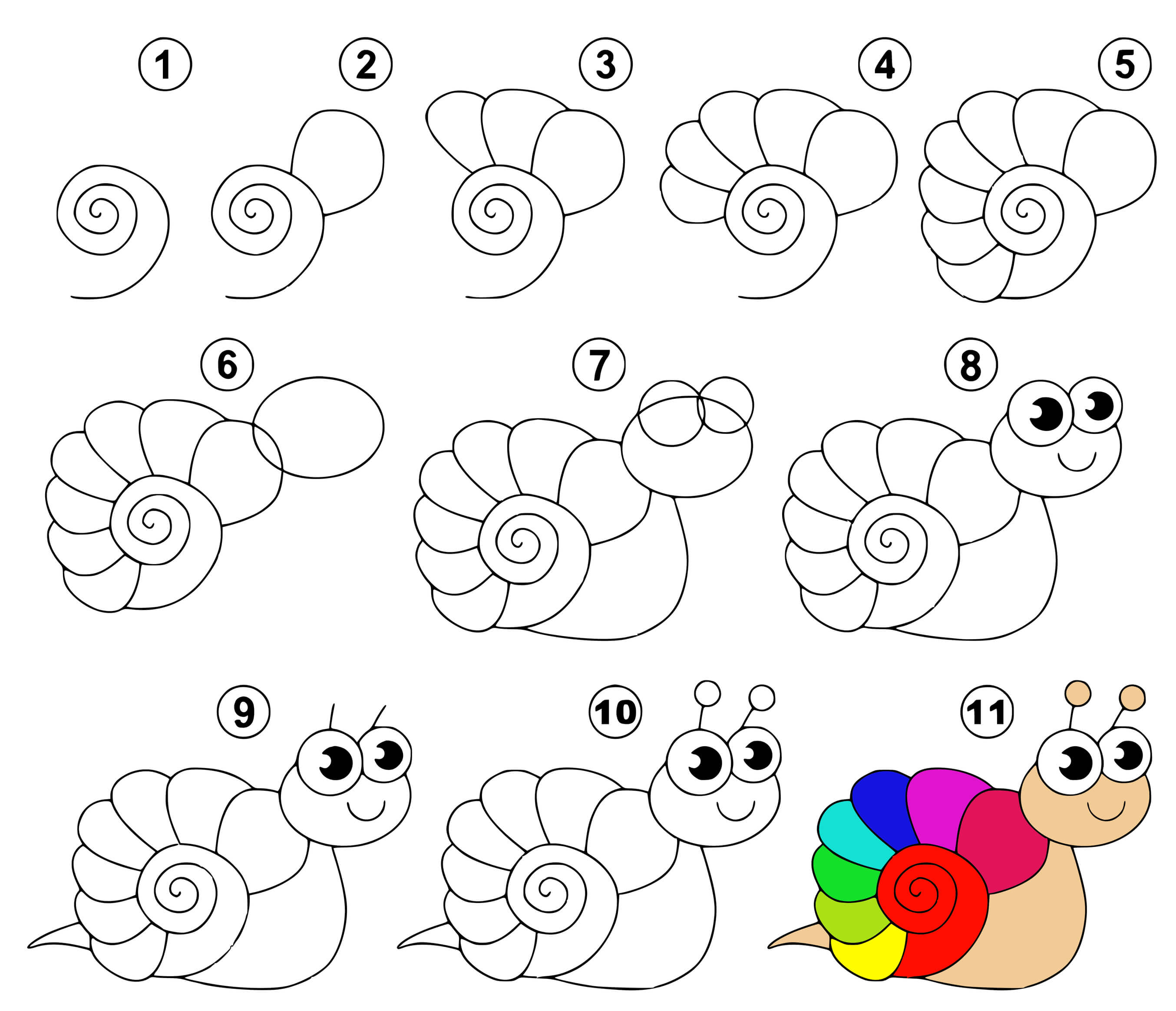 Coloriage Dessin Facile Un Escargot - Dessin facile à imprimer
