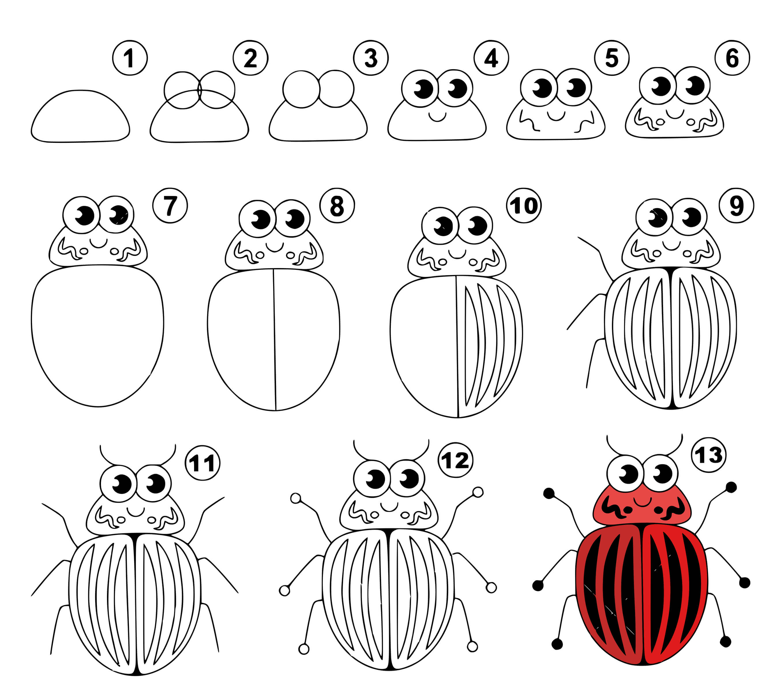 Coloriage Dessin Facile Une Coccinelle - Dessin facile à imprimer
