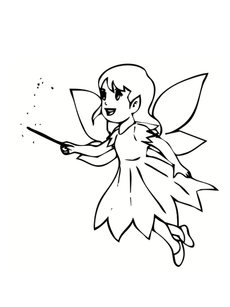 Coloriage Dessin Fée Facile - Fée à imprimer