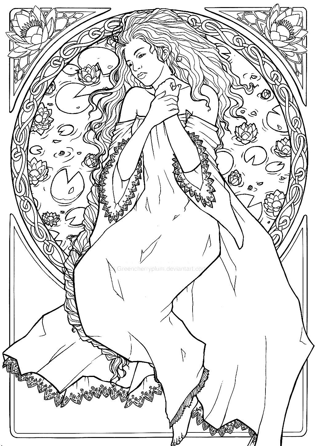 Coloriage Motifs Art Nouveau aux formes épurées - Art à imprimer