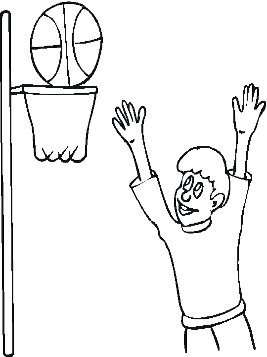 Coloriage Dessin Joueur Basket Tire Au Panier - Basketball à imprimer