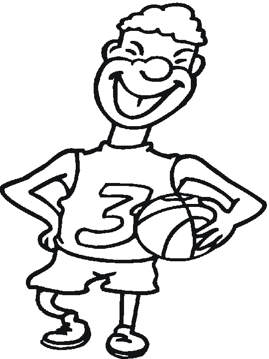 Coloriage Dessin Joueur Numéro Trois - Basketball à imprimer