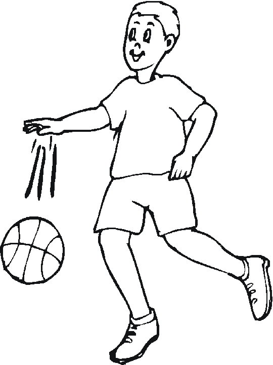 Coloriage Dessin Joueur Qui Drible - Basketball à imprimer