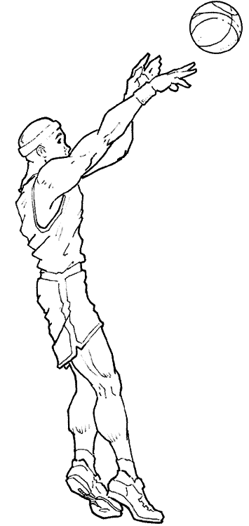 Coloriage Dessin Joueur Qui Tir A 3 Points - Basketball à imprimer