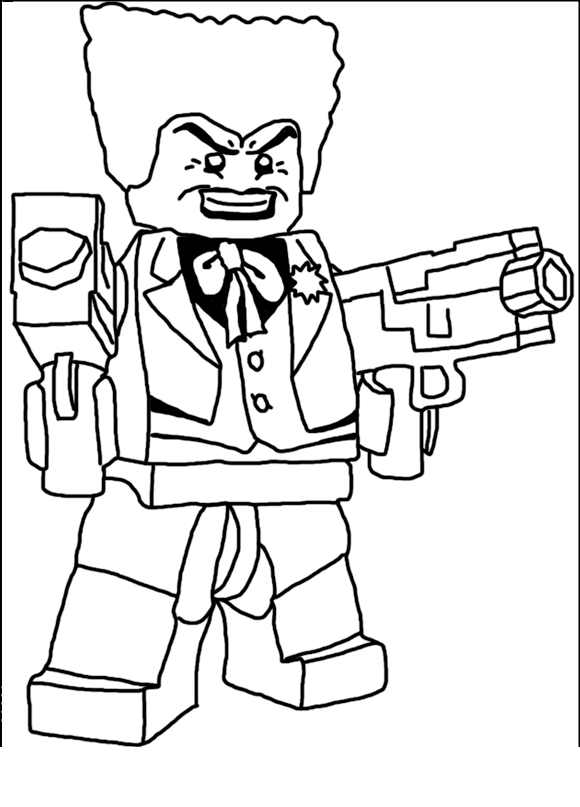 Coloriage Personnage Lego avec accessoires colorés - Lego à imprimer