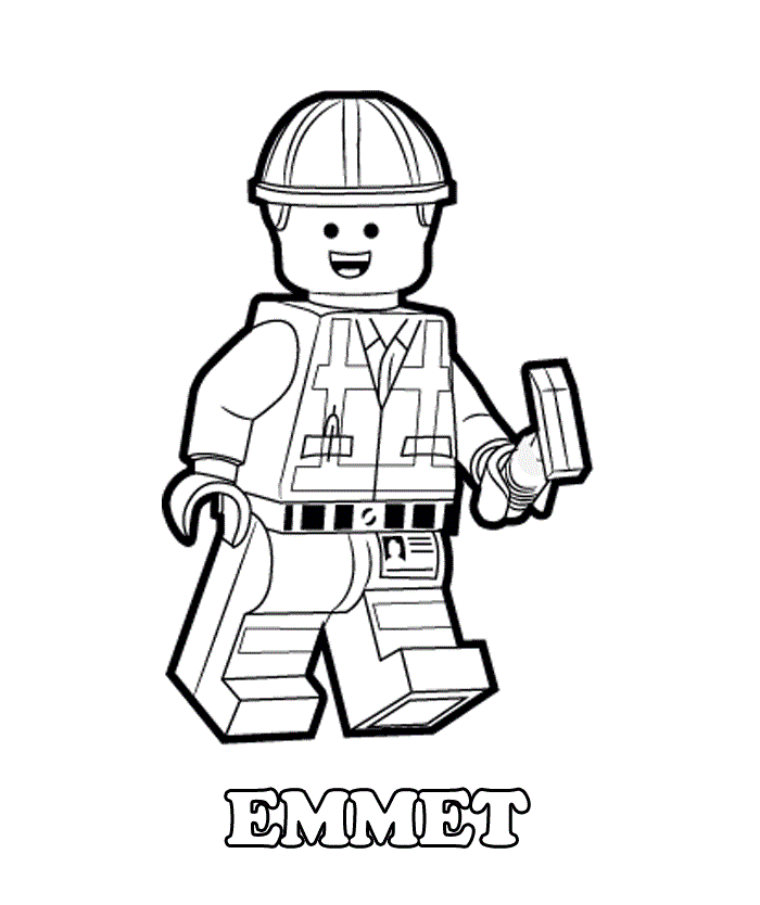 Coloriage Guerrier Lego armé avec casque stylisé - Lego à imprimer