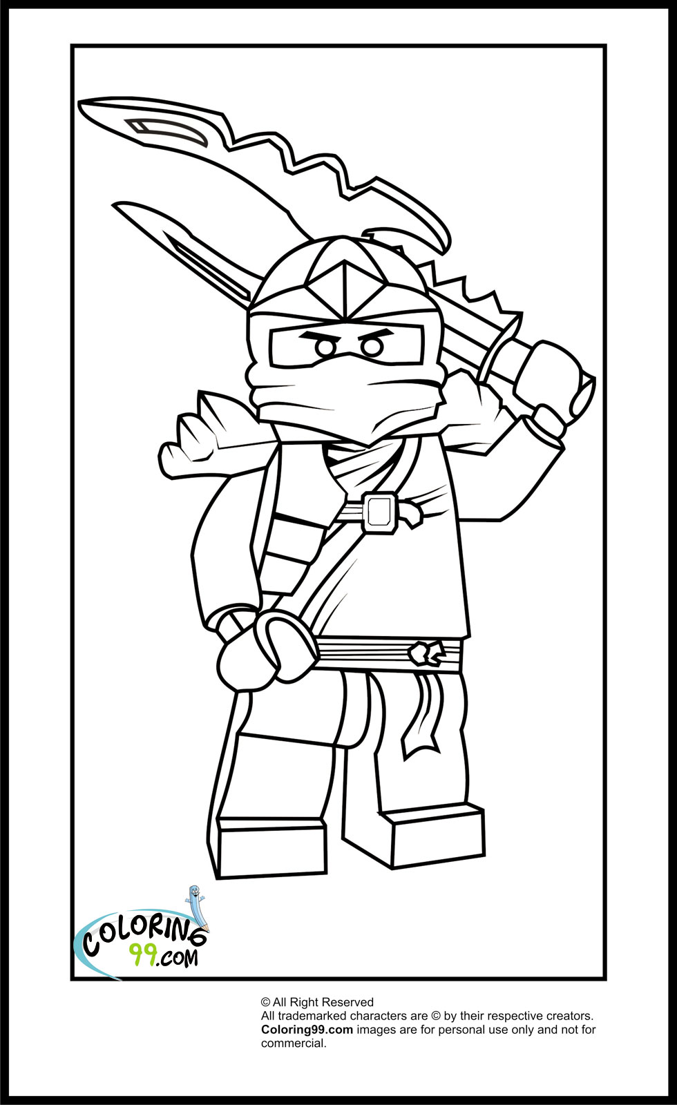 Coloriage Minifigurine Lego avec accessoires - Lego à imprimer