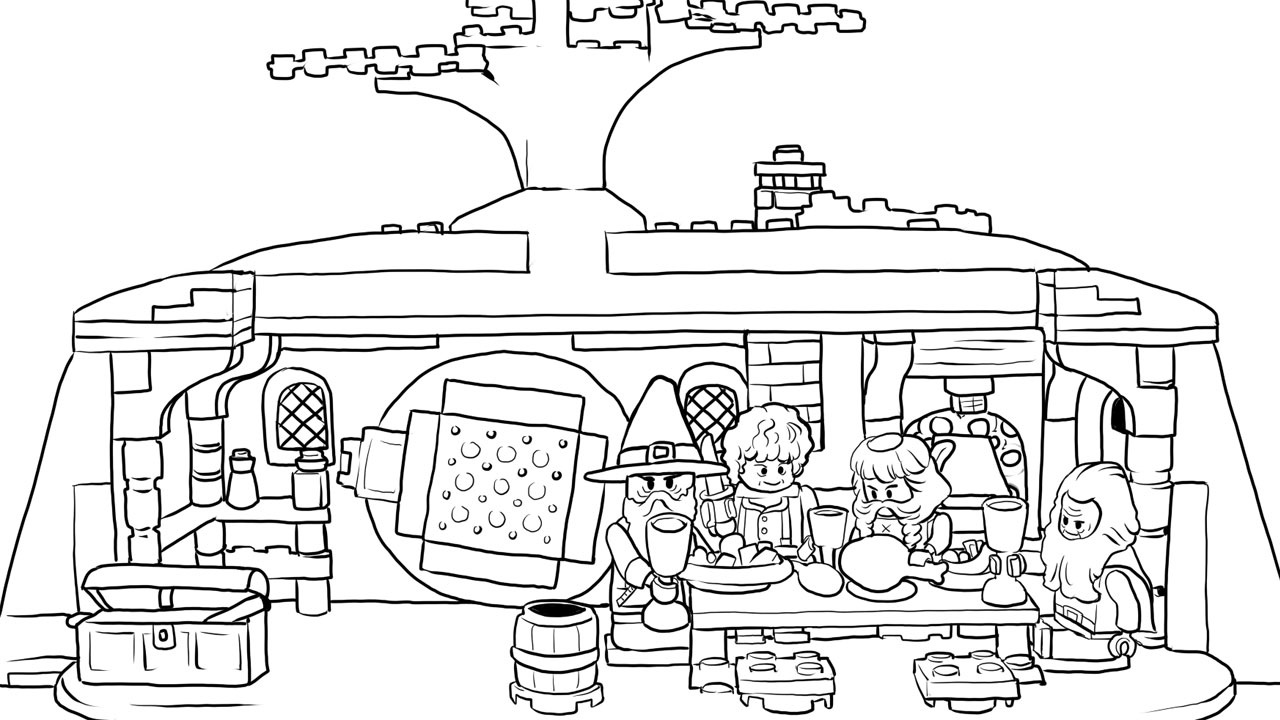 Coloriage Briques Lego assemblées en création originale - Lego à imprimer