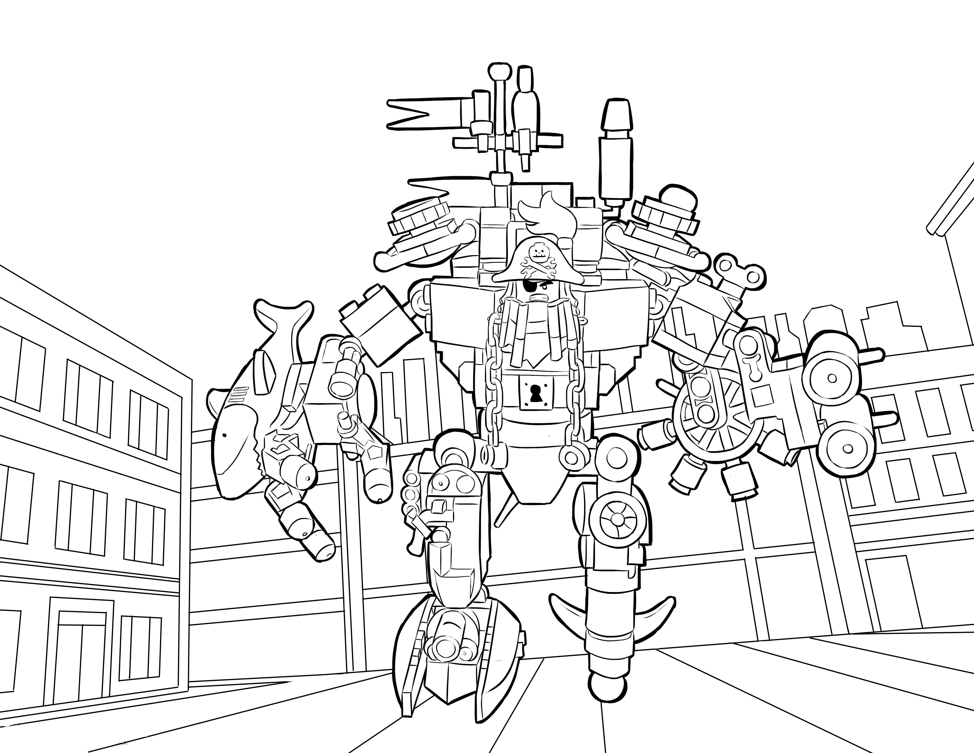 Coloriage Château Lego avec tours et remparts - Lego à imprimer