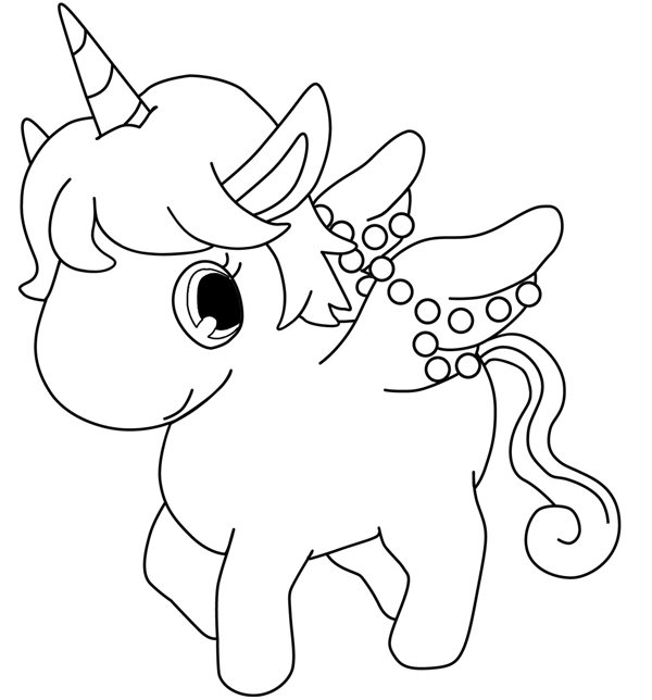 Coloriage Licorne Mignonne Kawaii - Dessin à imprimer
