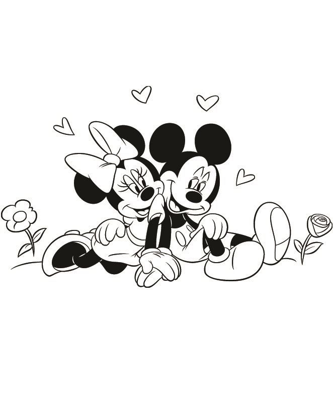 Coloriage Dessin Mickey Minie Très En Amour - Mickey à imprimer