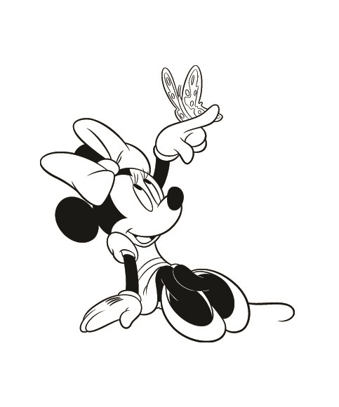 Coloriage Dessin Minie Avec Un Papillon - Mickey à imprimer