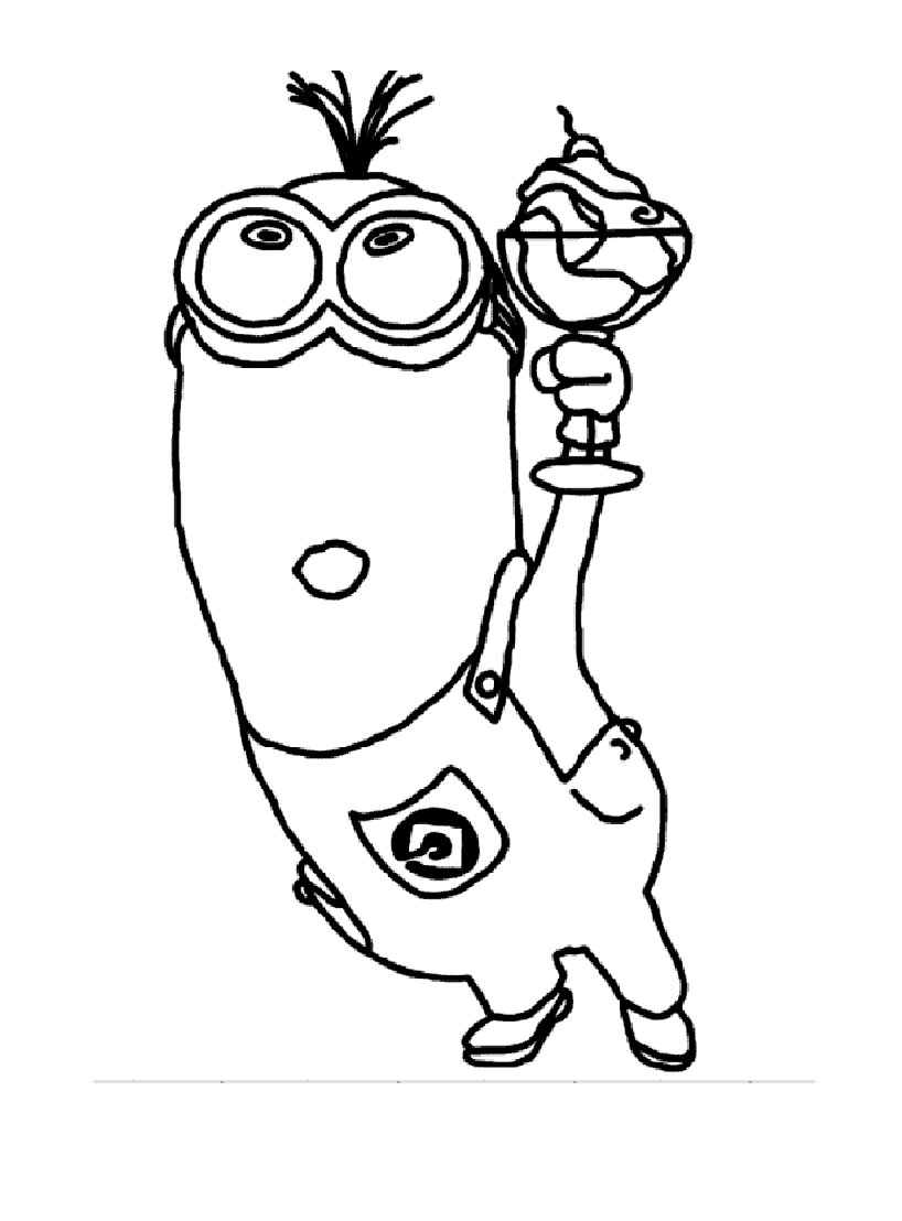 Coloriage Dessin Minion Avec Crème Glace - Minions à imprimer