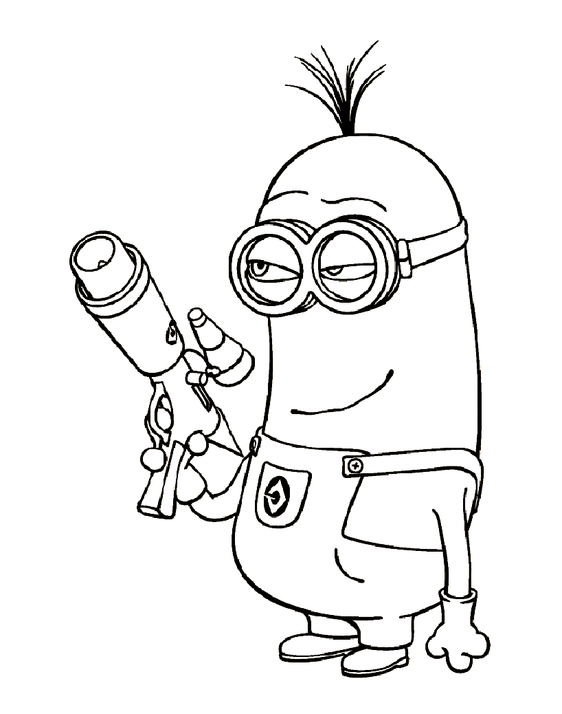 Coloriage Dessin Minion Avec Un Pistolet - Minions à imprimer
