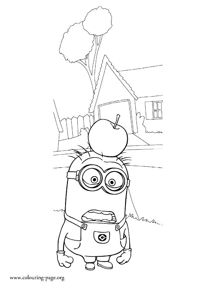 Coloriage Dessin Minion Avec Une Pomme - Minions à imprimer