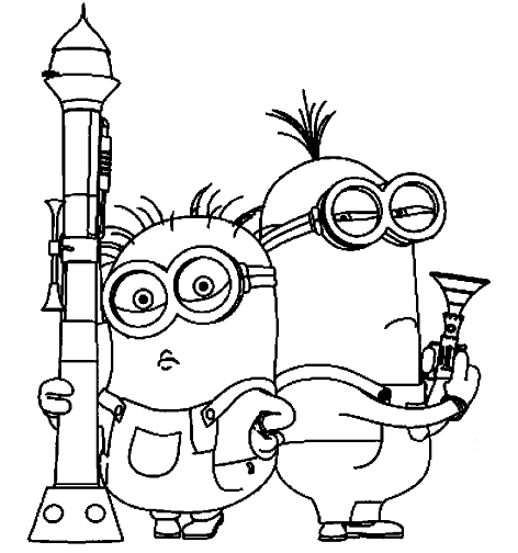 Coloriage Dessin Minion Deux Agents Secrets - Minions à imprimer
