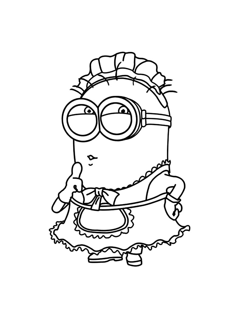 Coloriage Dessin Minion En Soubrette - Minions à imprimer