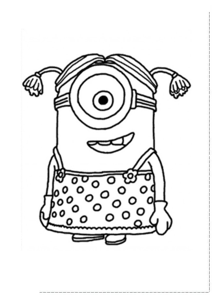Coloriage Dessin Minion Fille Un Oeil - Minions à imprimer