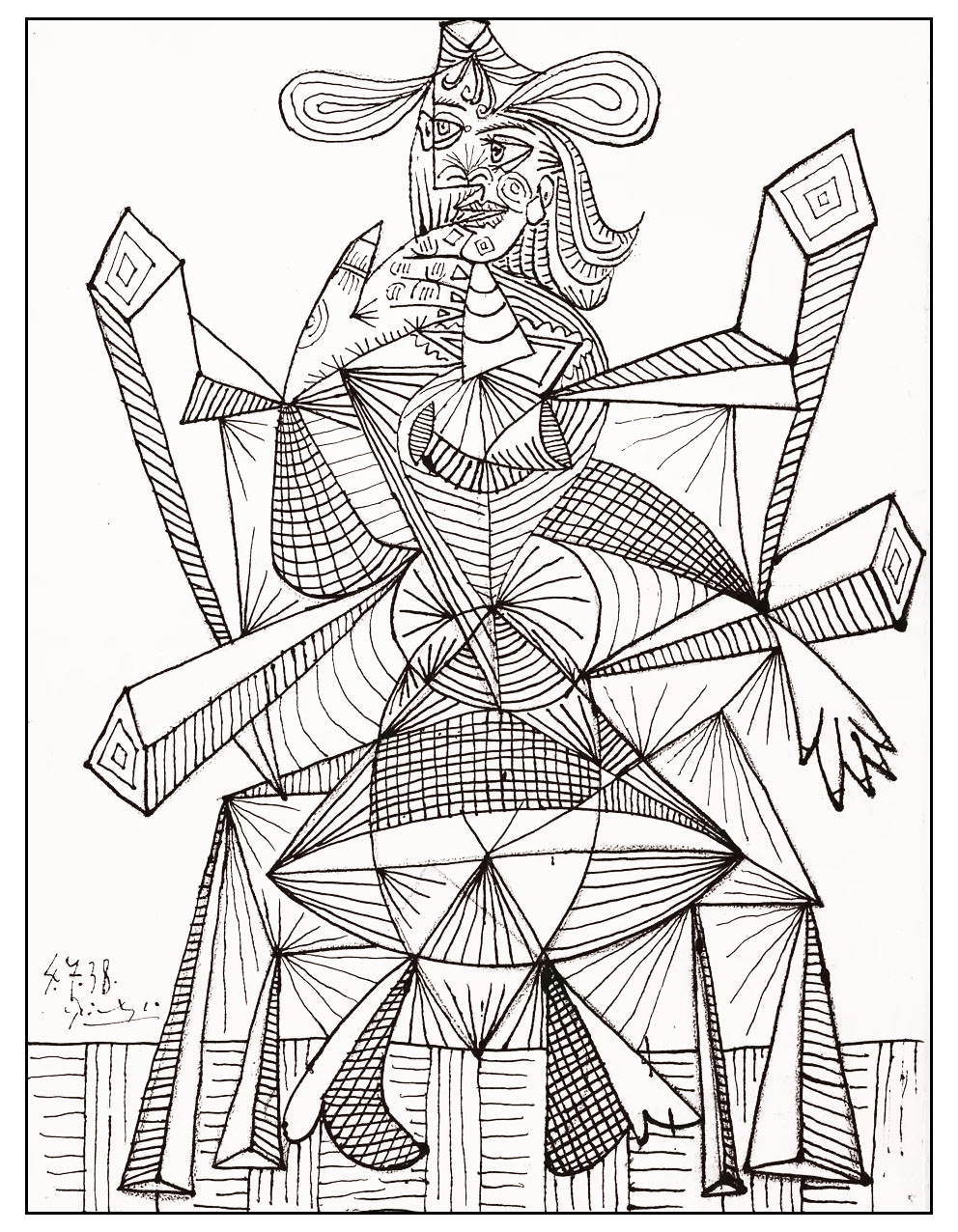 Coloriage Composition cubiste en noir et blanc - Art à imprimer