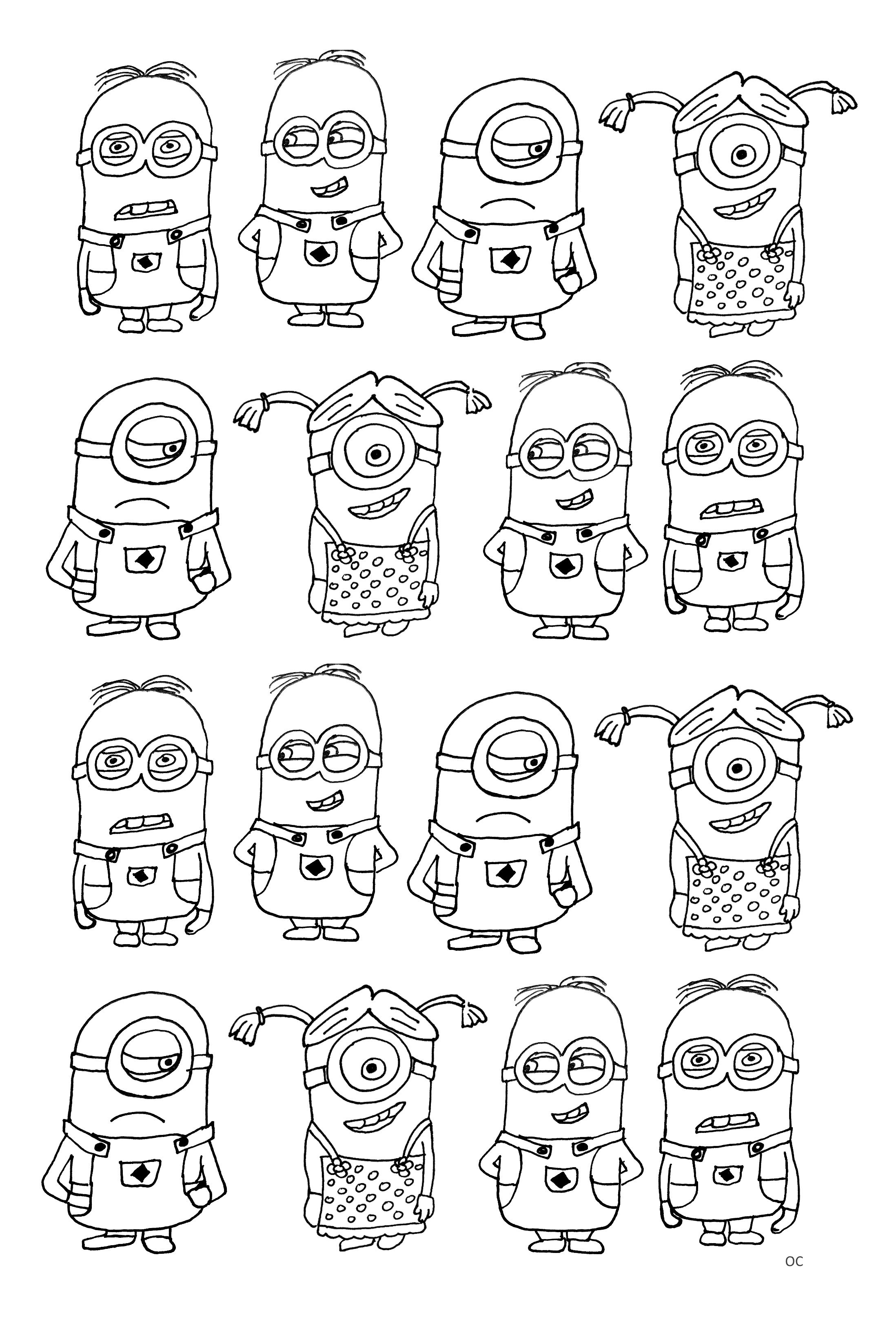 Coloriage Dessin Nombreux Minions - Minions à imprimer