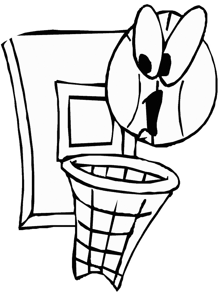 Coloriage Dessin Panier Et Ballon - Basketball à imprimer