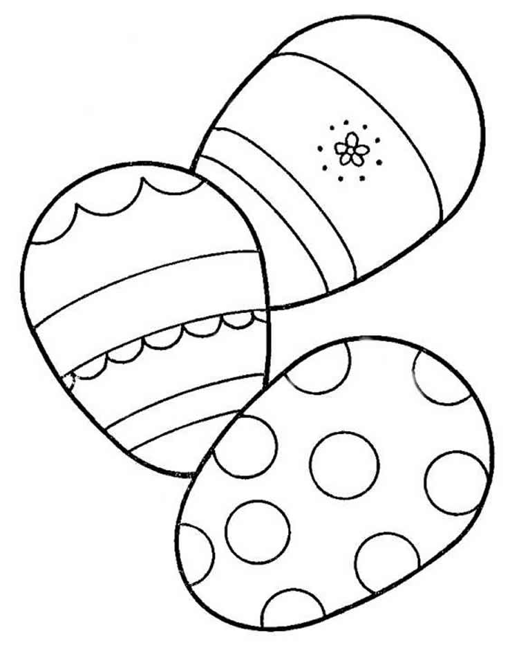 Coloriage Œufs décorés cachés dans l'herbe - Pâques à imprimer
