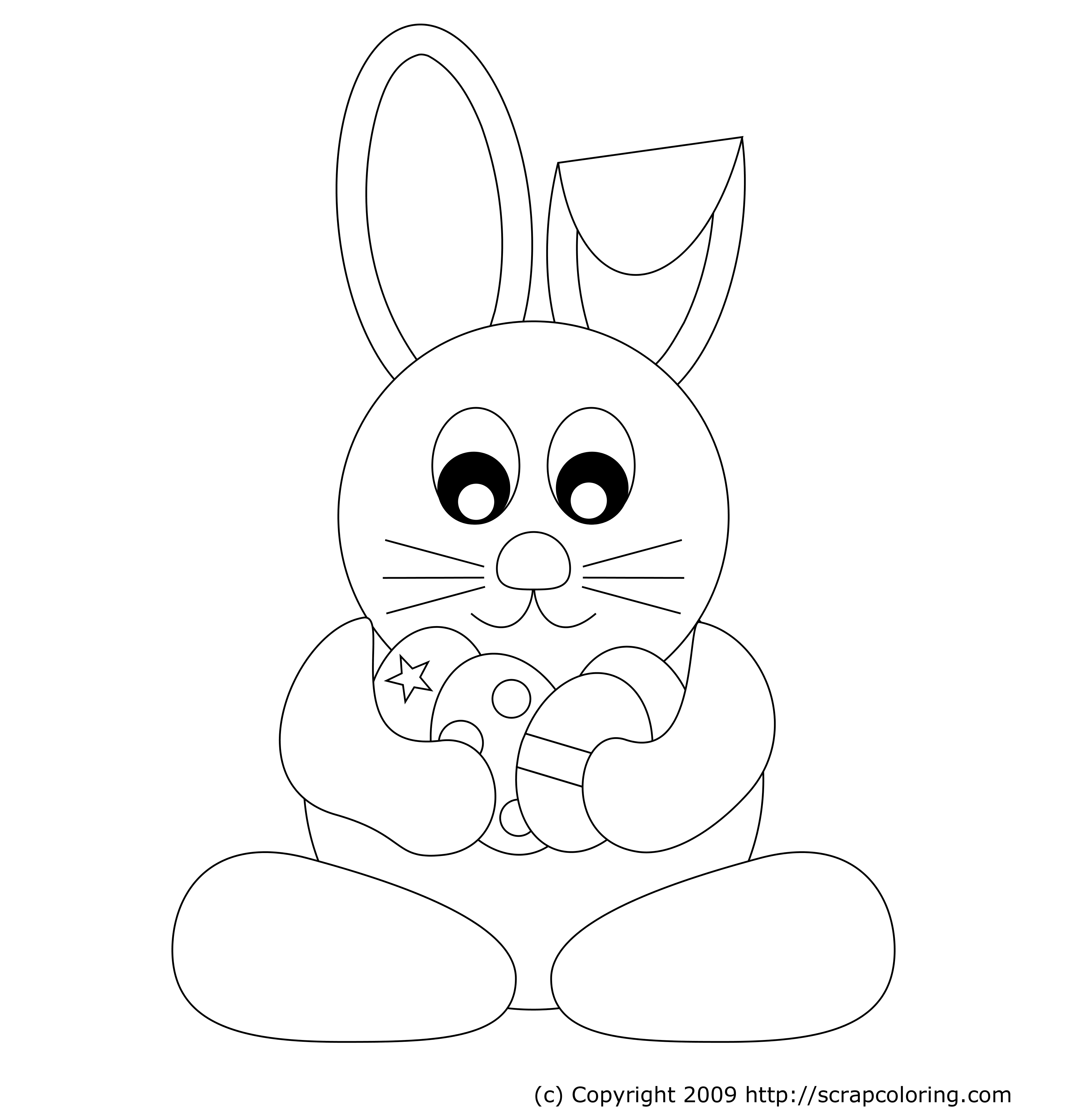Coloriage Lapin de Pâques avec œuf décoré - Pâques à imprimer
