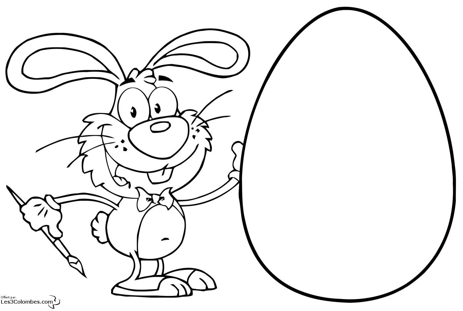 Coloriage Poussin de Pâques avec œuf décoré - Pâques à imprimer