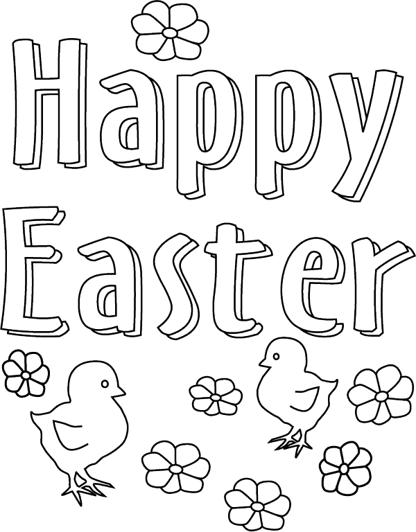 Coloriage Poussins dans un panier de Pâques - Pâques à imprimer