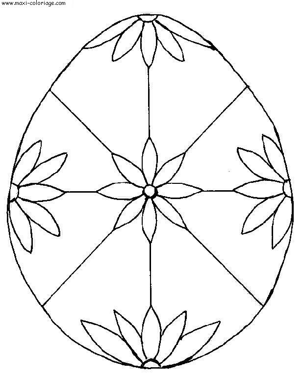 Coloriage Lapin de Pâques avec œuf décoré - Pâques à imprimer
