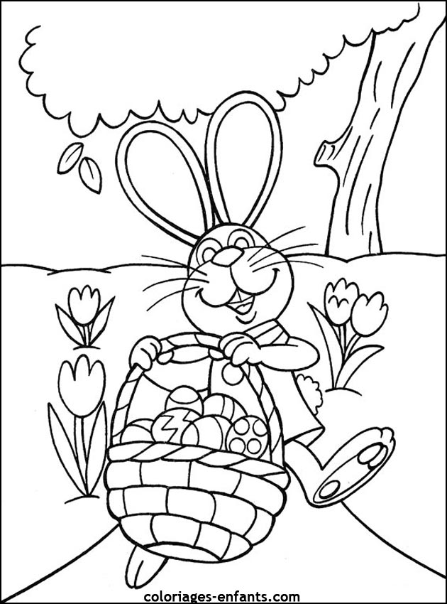 Coloriage Poussins et œufs de Pâques colorés - Pâques à imprimer