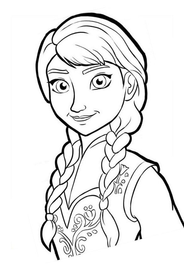 Coloriage Dessin Reine Neige Disney Anna Portrait - La Reine des neiges à imprimer