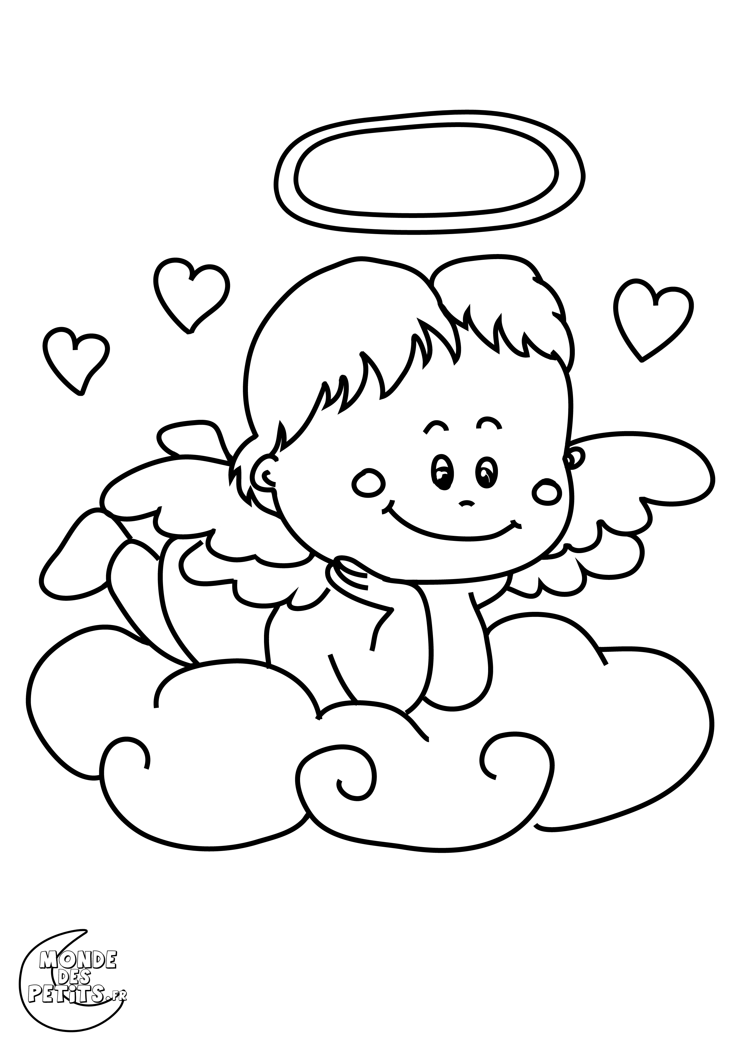 Coloriage Cupidon avec arc et flèches de l'amour - Saint-Valentin à imprimer