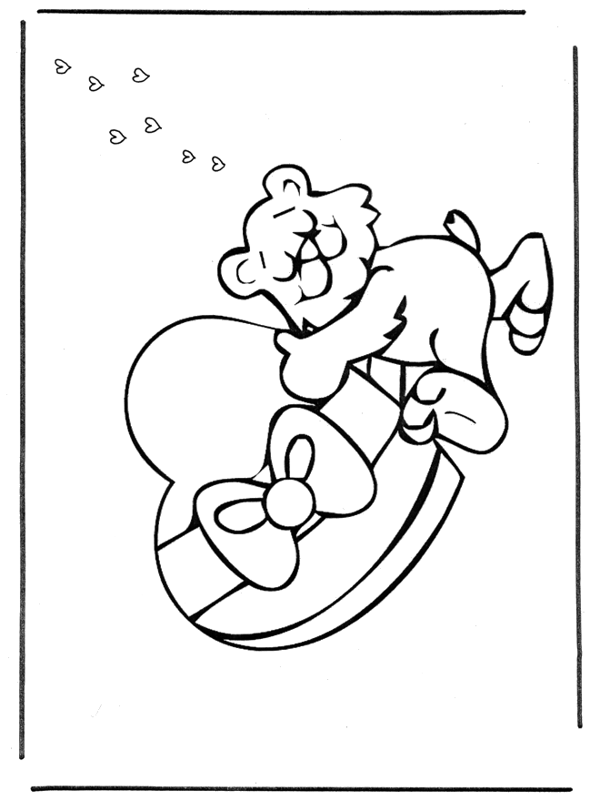 Coloriage Couple enlacé sous les cœurs volants - Saint-Valentin à imprimer