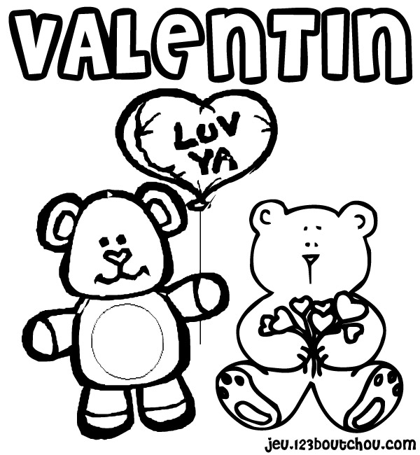 Coloriage Roses et cœurs pour amoureux - Saint-Valentin à imprimer
