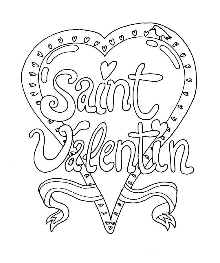 Coloriage Cœur de Saint-Valentin avec fleurs romantiques - Saint-Valentin à imprimer