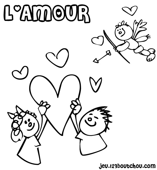 Coloriage Couple d'amoureux sous les étoiles de la Saint-Valentin - Saint-Valentin à imprimer