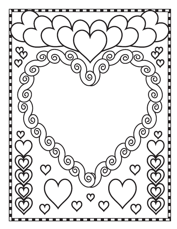 Coloriage Cœur de Saint-Valentin avec fleurs romantiques - Saint-Valentin à imprimer