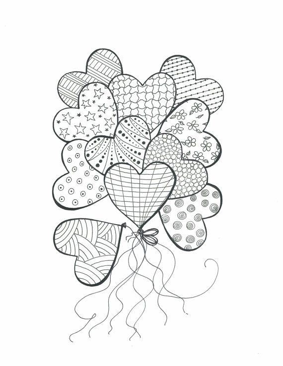 Coloriage Colombes s'envolant avec ruban cœur - Saint-Valentin à imprimer